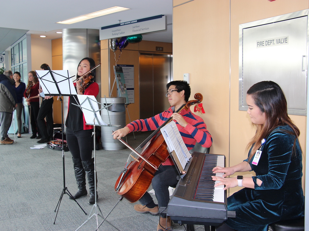MIT Ribotones playing music for patients at a local hospital.