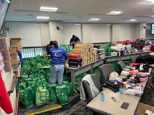 Cambridge Police sort donated gifts