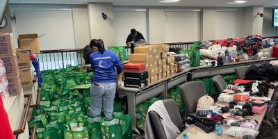 Cambridge Police sort donated gifts