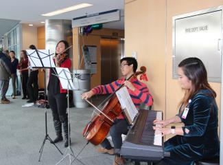 MIT Ribotones playing music for patients at a local hospital.